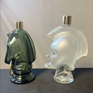 Unique Avon vintage Glass Horse and Spartan Head Bottles